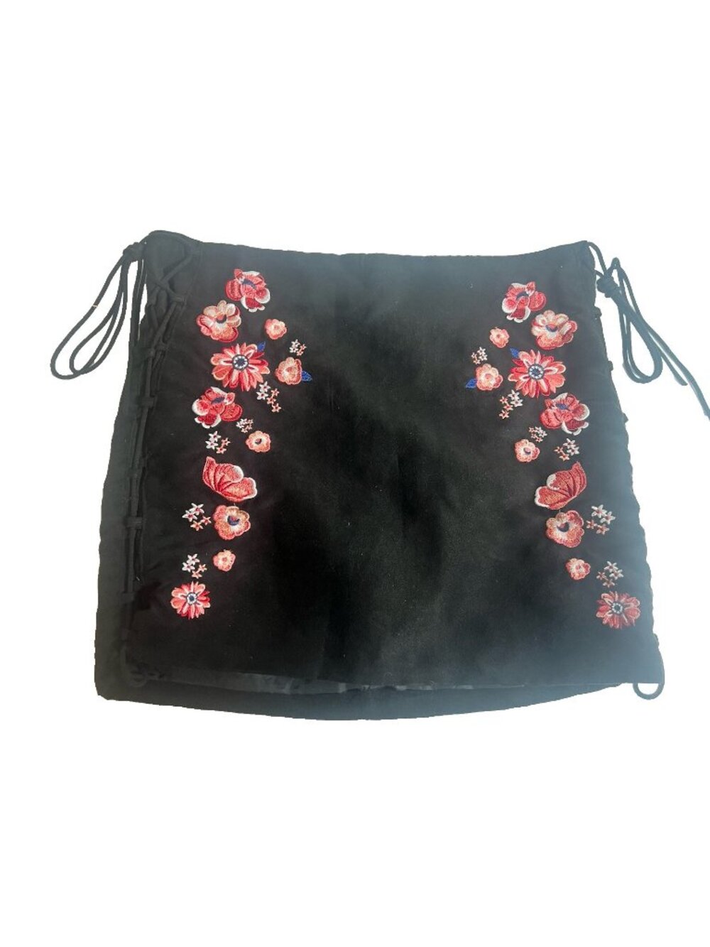 Vintage Authentic Y2K Embroidered Lace Up Grunge Goth Whimsygoth Skirt  Size 8